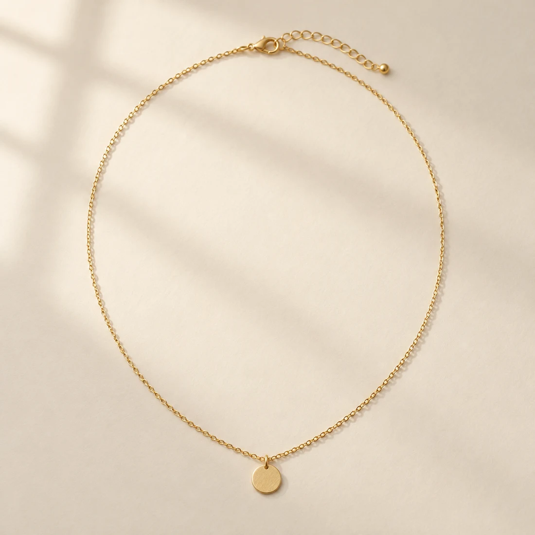 Komorebi Disc Necklace, Gold, full necklace