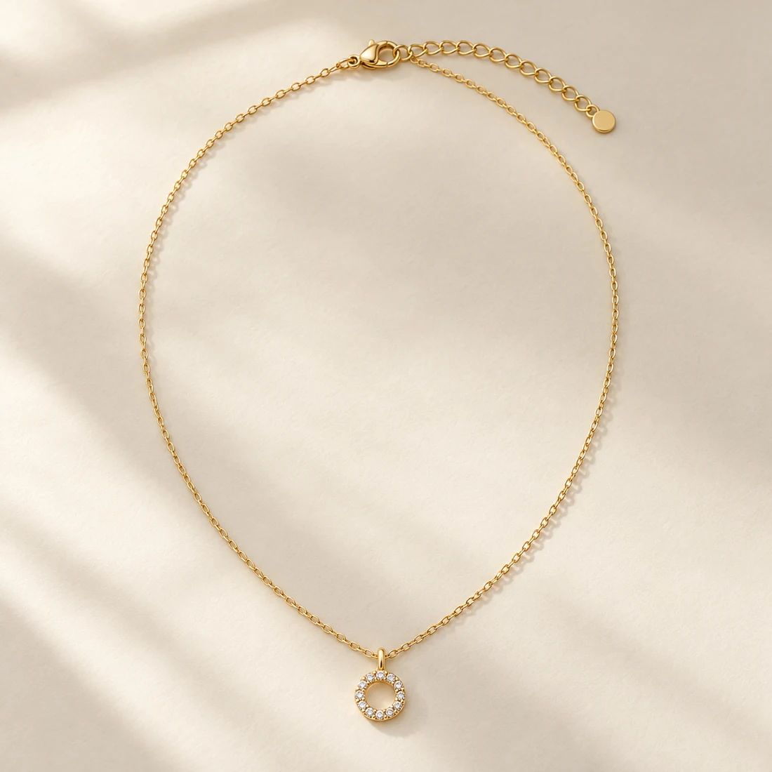 Akari Halo Necklace, Gold / Clear, full necklace