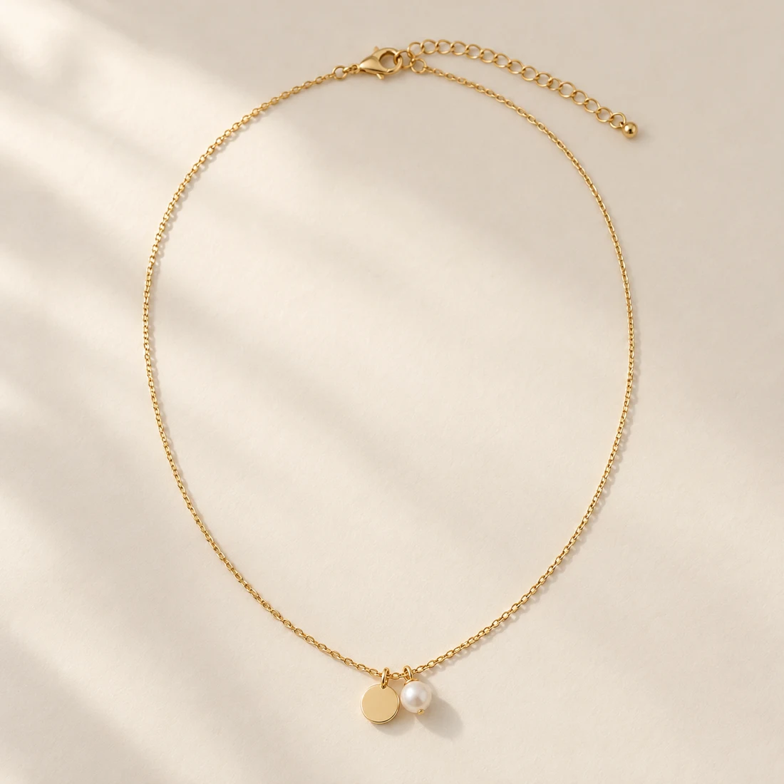 Koharu Duo Necklace, Gold / White, full necklace