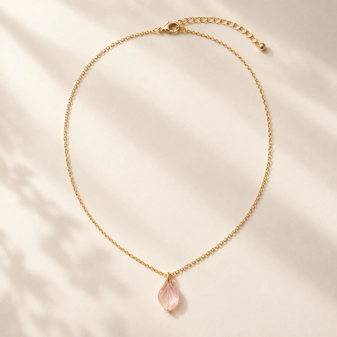 Sakura Petal Necklace, Gold / Blush, full necklace